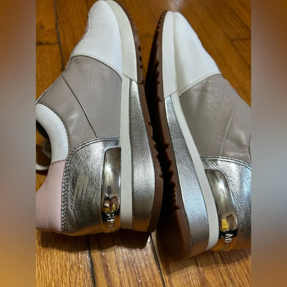 Michael KORS ALLIE Cement Soft Pink Silver Trainer Sneakers US 9 LOVE SHOES